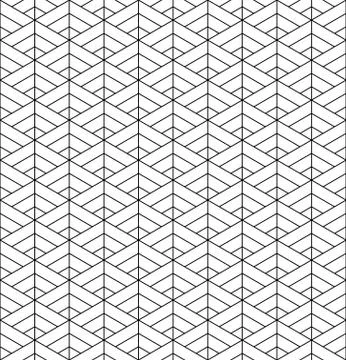 Seamless geometric pattern inspired by Japanese Kumiko ornament .Black white. Illustrazione stock