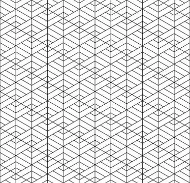 Seamless geometric pattern inspired by Japanese Kumiko ornament .Black white. Stock Illustration