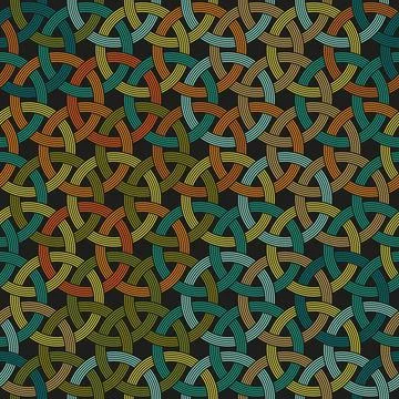 Seamless geometric pattern. Interlaced multicolored rings. Vector illustration. イラスト素材