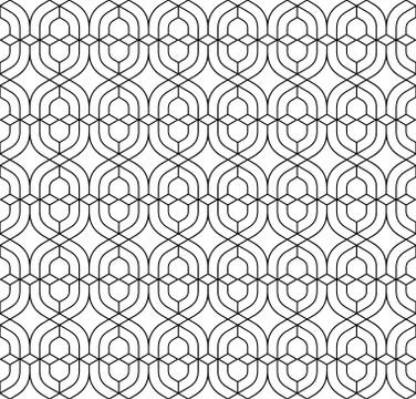Seamless geometric pattern of intertwining black lines. Stock Illustration