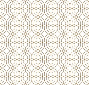 Seamless geometric pattern of intertwining golden lines. Stock Illustration