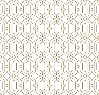 Seamless geometric pattern of intertwining golden lines. Stock Illustration