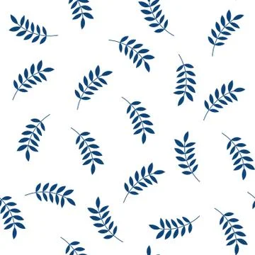 Seamless geometric pattern with leaves, blades of grass and twigs Stock Illustration