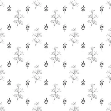 Seamless geometric pattern with leaves, blades of grass and twigs Illustrazione stock