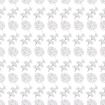 Seamless geometric pattern with leaves, blades of grass and twigs Illustrazione stock