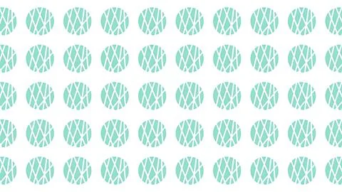 Seamless geometric pattern of mint green circles with white diagonal lines .. Stock Illustration