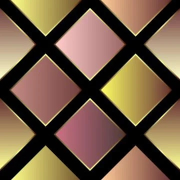 Seamless geometric pattern. Multi-colored squares and golden lines Ilustración de archivo