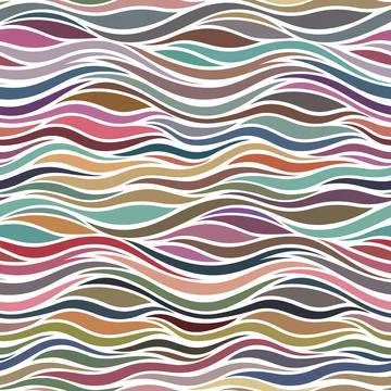 Seamless geometric pattern with multicolor wavy lines. Vector illustration. Stock Illustration