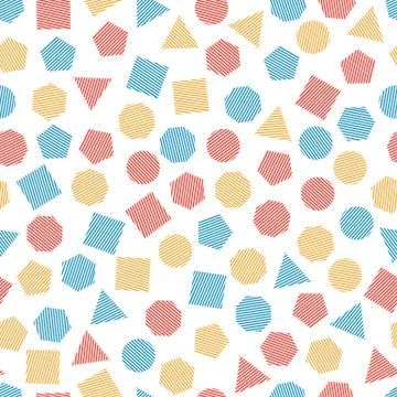 Seamless  geometric pattern with multicolored geometric elements Stock Illustration