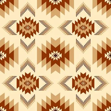 Seamless geometric pattern Native American motifs in shades of brown Stock Illustration