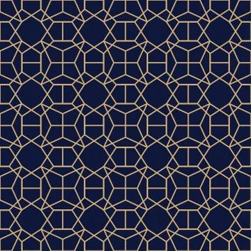 Seamless Geometric Pattern Navy Blue and Beige Vector Illustration Stock Illustration