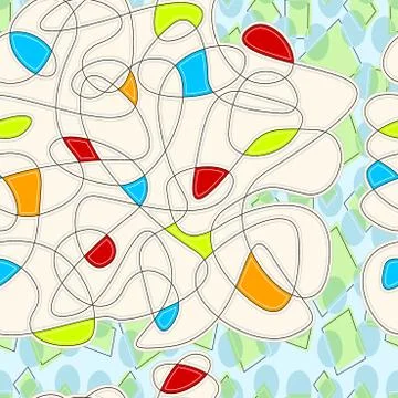 Seamless geometric pattern in neon colors. Line art. Chaotic background. イラスト素材