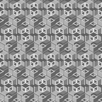 Seamless geometric pattern, optical illusion, extrusion technology of cubes Stock Illustration
