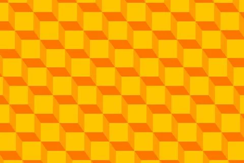 Seamless geometric pattern in orange and yellow cube stacks イラスト素材