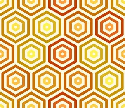Seamless geometric pattern. Orange color tones gradients. Stacked hexagon b.. 库存插图
