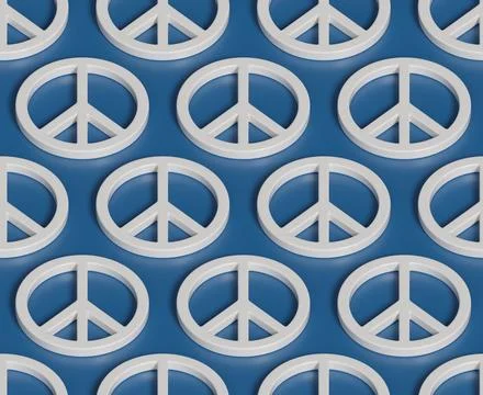 Seamless geometric pattern of peace symbols. 3D illustration. 库存插图