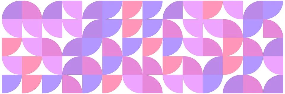 Seamless geometric pattern with pink, purple and violet semicircles on white Illustrazione stock
