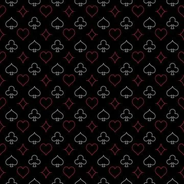 Seamless geometric pattern with playing card suits symbols - Casino backgroun Illustrazione stock