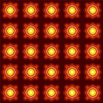 Seamless Geometric Pattern Of Polygons And Stars. Red And Yellow Bright Patte Stock Illustration