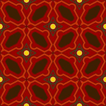 Seamless Geometric Pattern Of Polygons. Orange and Brown Pattern On A Red Bac Stock Illustration