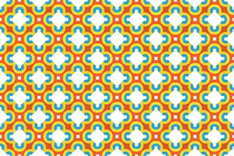Seamless geometric pattern. In red, blue, yellow, white colors. Stock Illustration