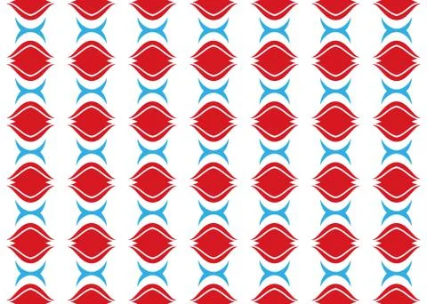 Seamless geometric pattern. In red, blue colors on white background. Illustrazione stock