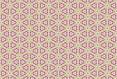 Seamless geometric pattern. In red, brown, pink, green, purple, grey, yellow, Stock Illustration