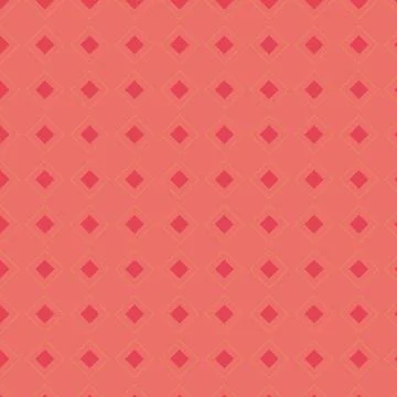 Seamless geometric pattern with red diamonds and gold outlines on coral bac.. Stock Illustration