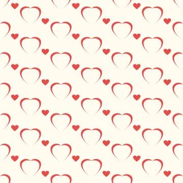 Seamless geometric pattern, red hart on white background Stock Illustration