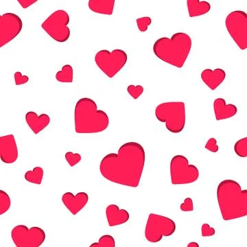 Seamless geometric pattern, red heart valentine day on white background Stock Illustration