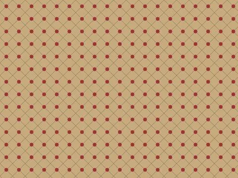 Seamless Geometric Pattern with Red Polka Dots and Diagonal Grid Lines on T.. Illustrazione stock