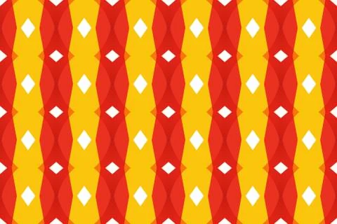 Seamless geometric pattern. In red, yellow, orange, white colors. Stock Illustration