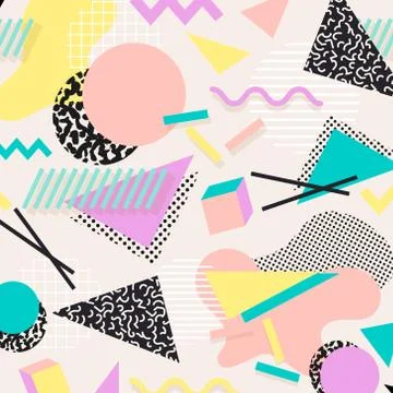 Seamless geometric pattern in retro 80s style 1 Stock Illustration