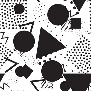 Seamless geometric pattern in retro, memphis 80s style Stock Illustration
