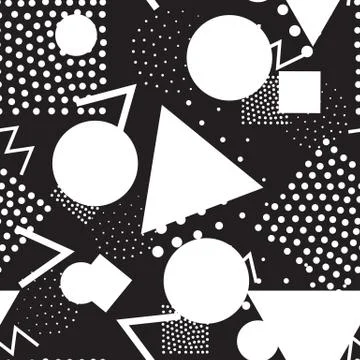 Seamless geometric pattern in retro, memphis 80s style Illustrazione stock