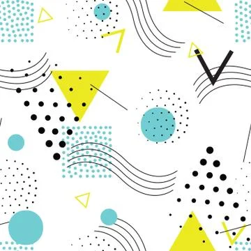 Seamless geometric pattern in retro, memphis 80s style Stock Illustration