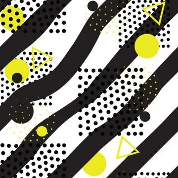 Seamless geometric pattern in retro, memphis 80s style Stock Illustration