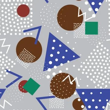 Seamless geometric pattern in retro, memphis 80s style Stock Illustration
