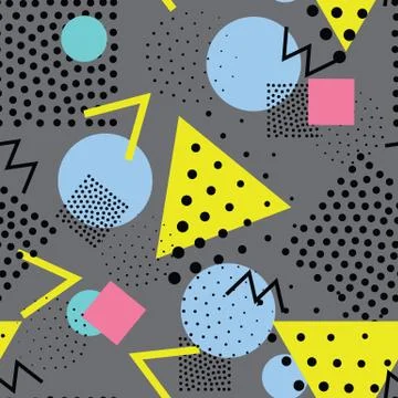 Seamless geometric pattern in retro, memphis 80s style Illustrazione stock