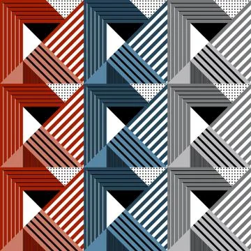 Seamless Geometric Pattern In Retro Style. Stock Illustration