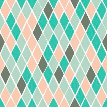 Seamless geometric pattern with rhombs in a hand-drawn style. Vector template Stock Illustration