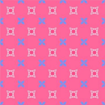 Seamless Geometric Pattern Of Rhombuses And Polygons. White And Blue Pattern  Stock Illustration