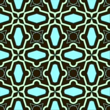 Seamless Geometric Pattern Of Rhombuses And Polygons. Blue Pattern On A Dark  Stock Illustration