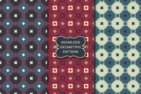 Seamless geometric pattern set Stock Illustration