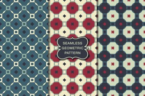 Seamless geometric pattern set Stock Illustration