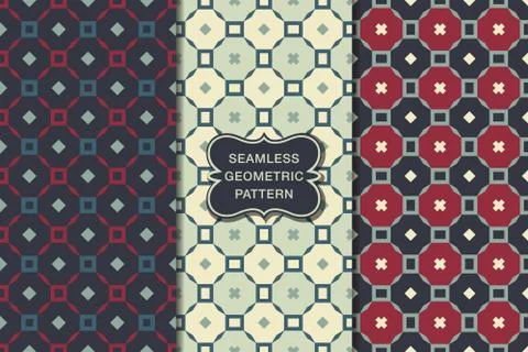 Seamless geometric pattern set Stock Illustration