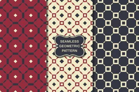 Seamless geometric pattern set Stock Illustration