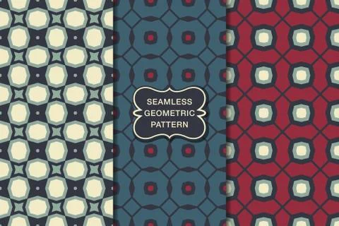Seamless geometric pattern set Stock Illustration