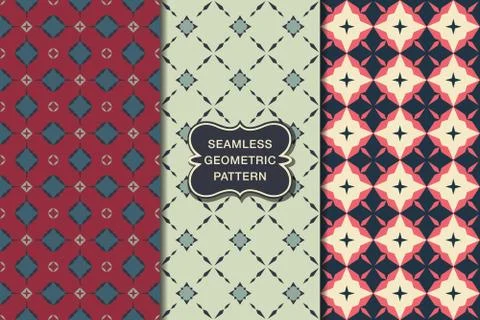 Seamless geometric pattern set Stock Illustration