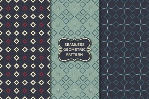 Seamless geometric pattern set Stock Illustration